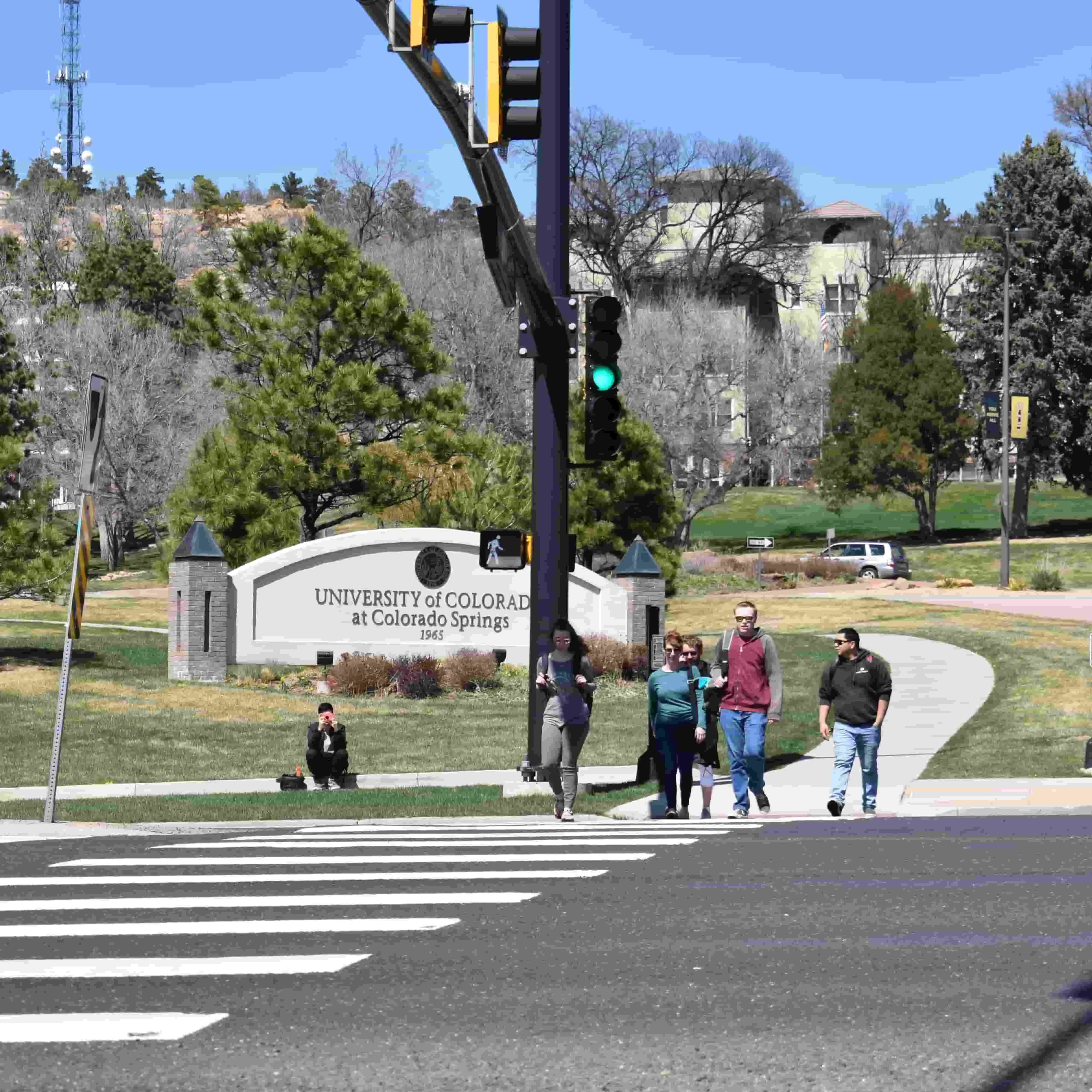 Students Walking Across the Street